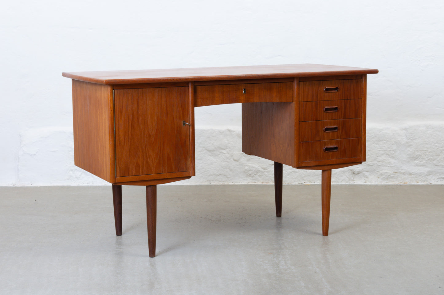 1960s twin pedestal desk in teak