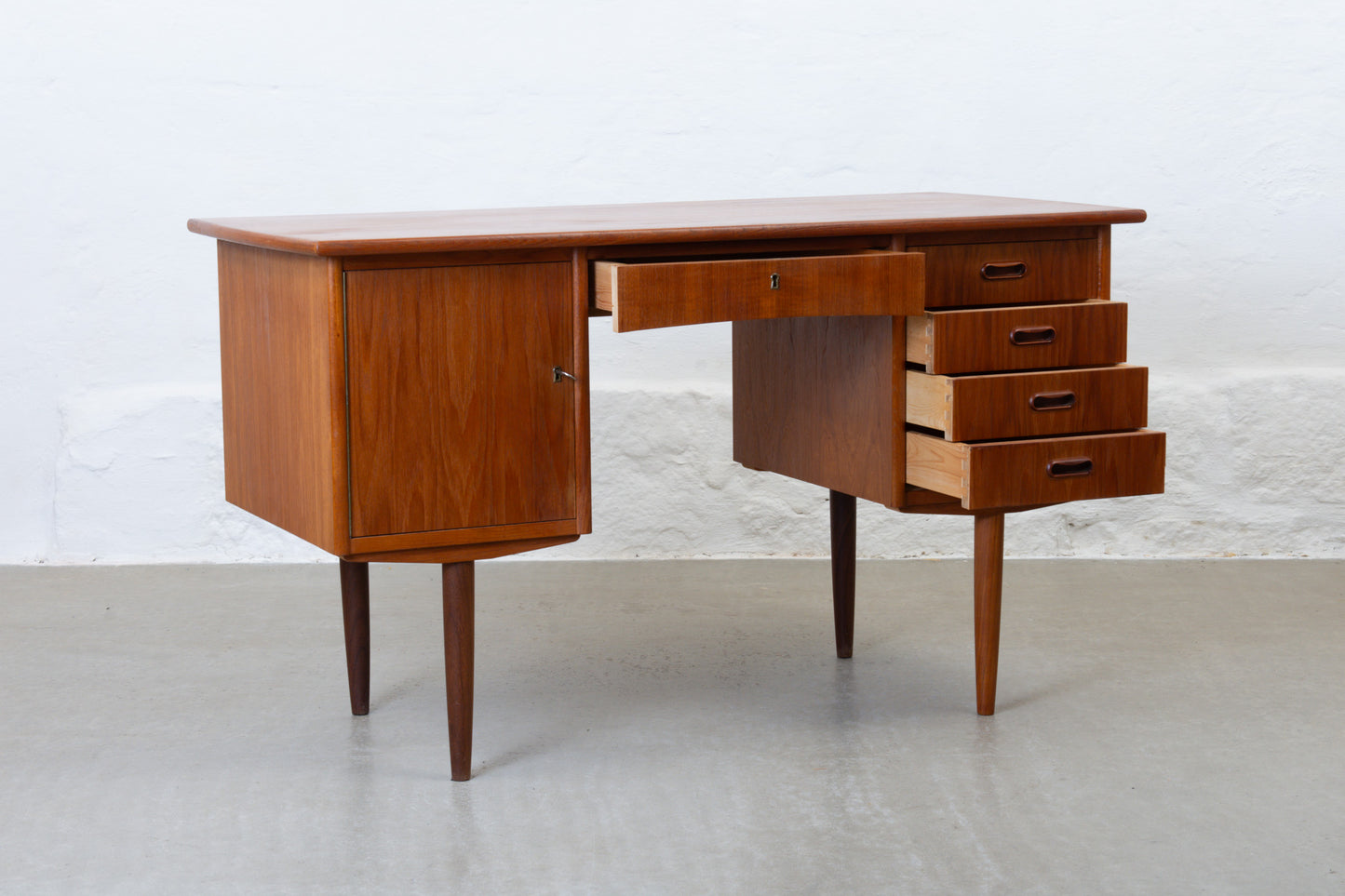 1960s twin pedestal desk in teak