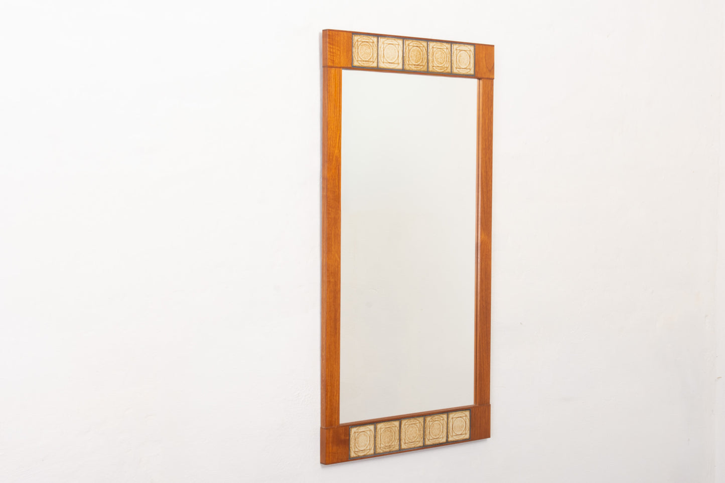 1960s teak + tile mirror