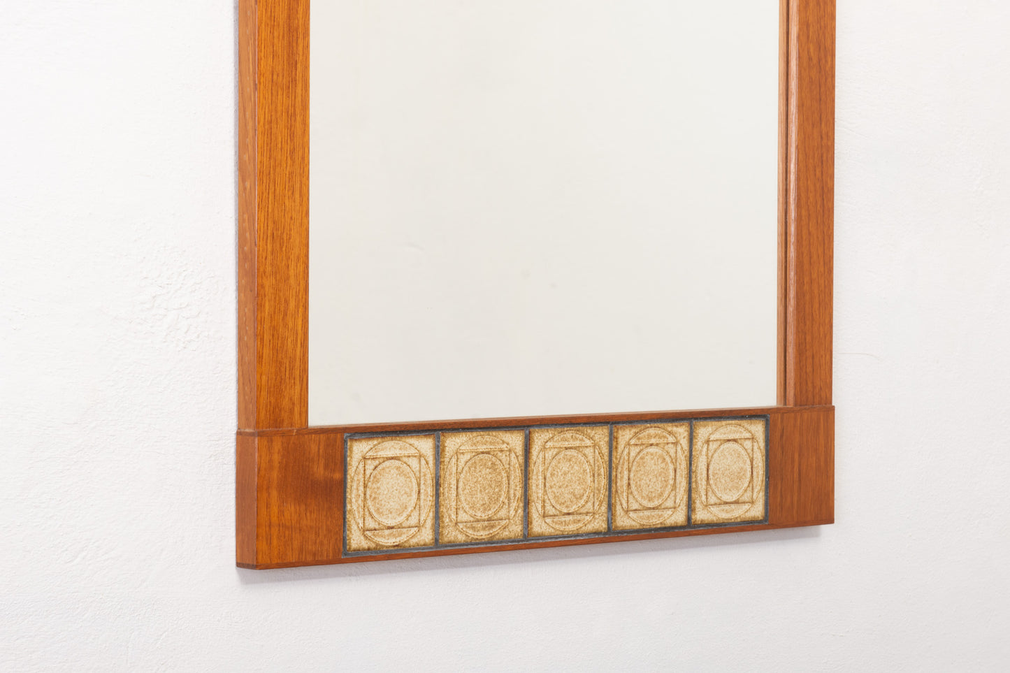 1960s teak + tile mirror