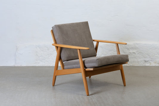 Two available: 1960s beech + corduroy loungers