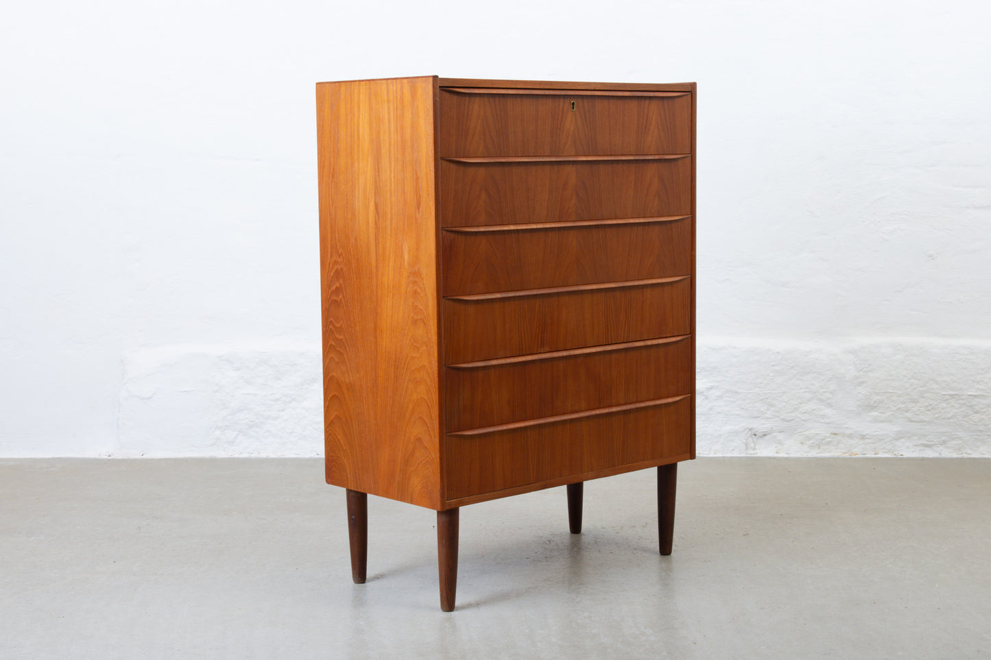 1960s teak chest with lipped handles