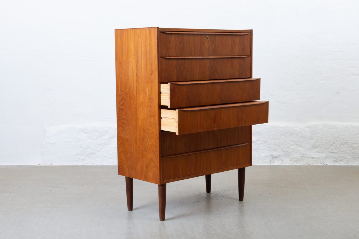 1960s teak chest with lipped handles