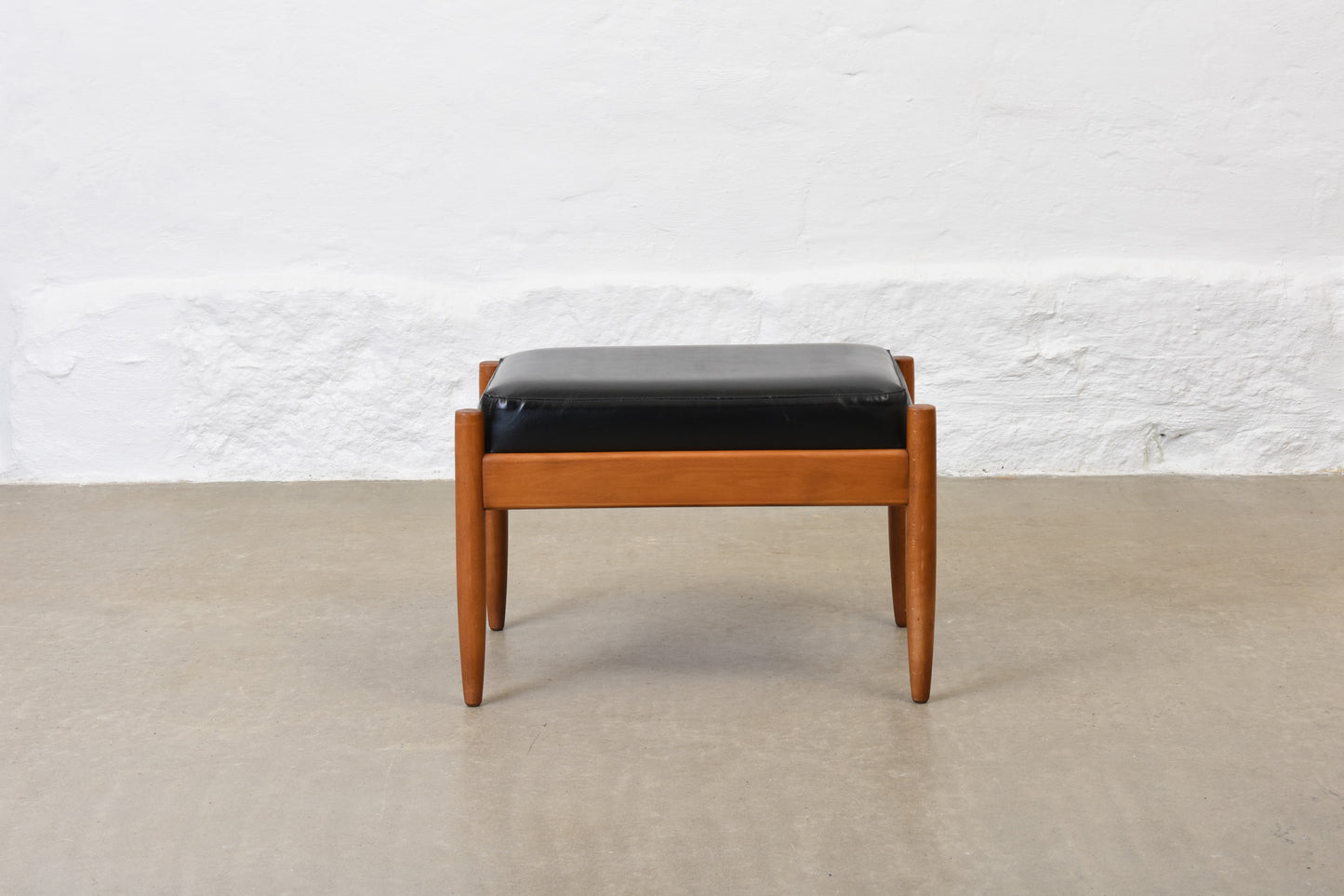 1960s beech + vinyl foot stool