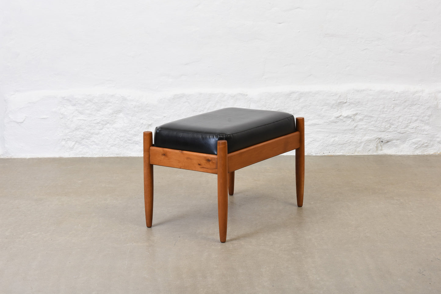 1960s beech + vinyl foot stool