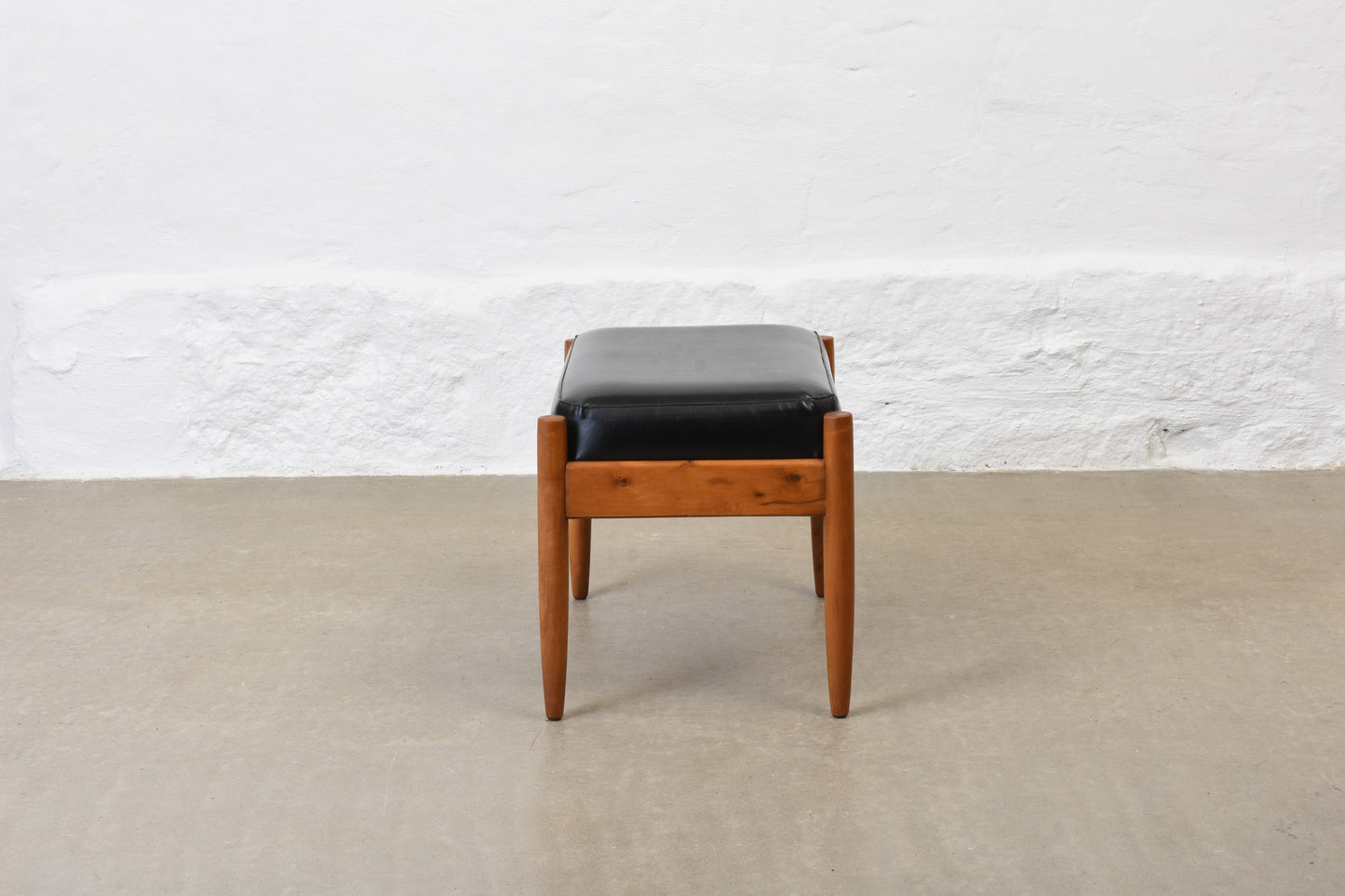 1960s beech + vinyl foot stool