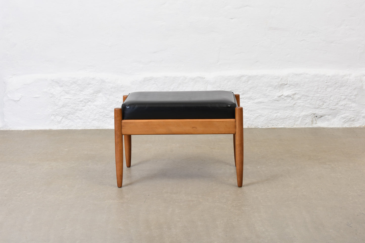 1960s beech + vinyl foot stool