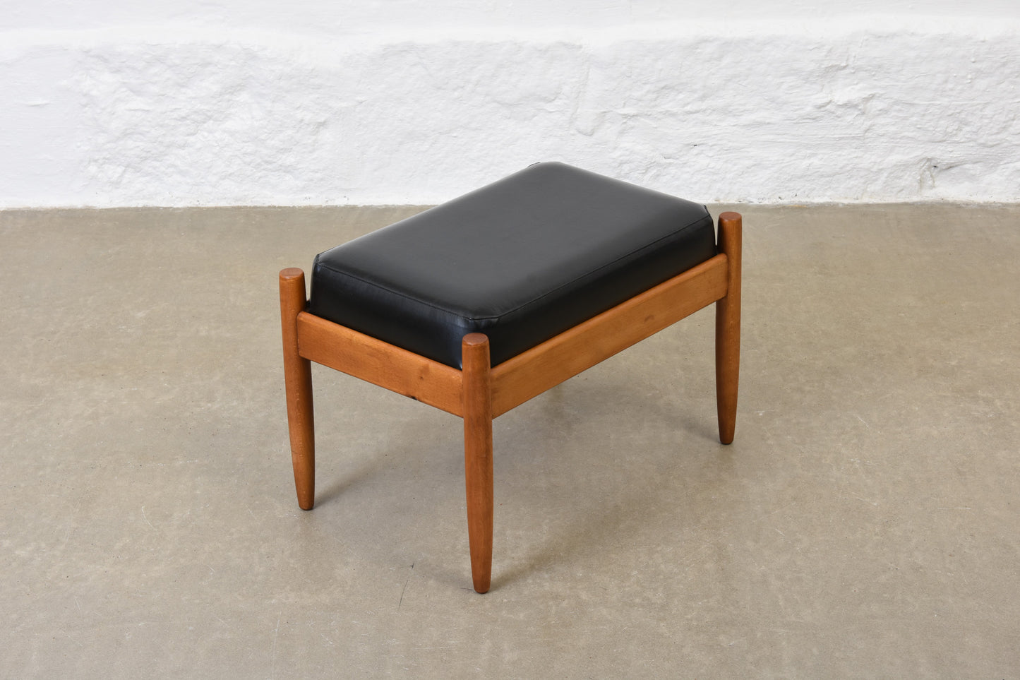 1960s beech + vinyl foot stool