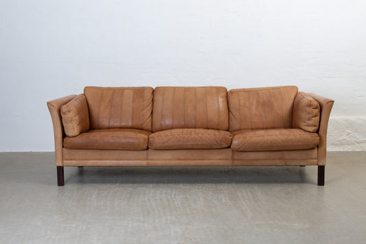 1970s tan leather three seater