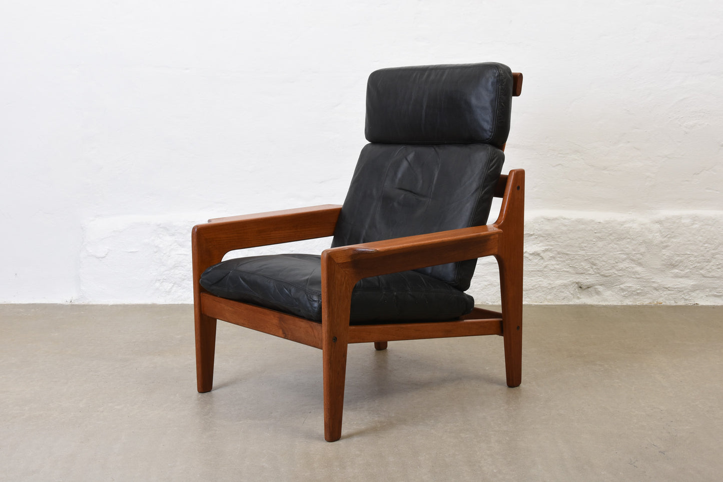 1960s teak + leather lounger by Arne Wahl Iversen