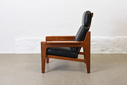 1960s teak + leather lounger by Arne Wahl Iversen