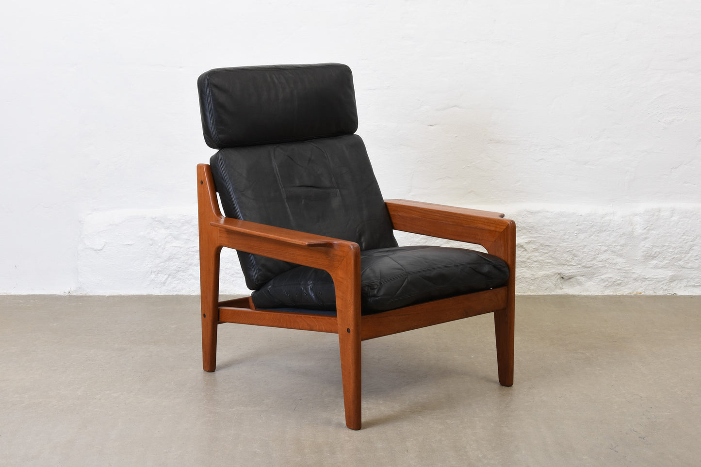 1960s teak + leather lounger by Arne Wahl Iversen