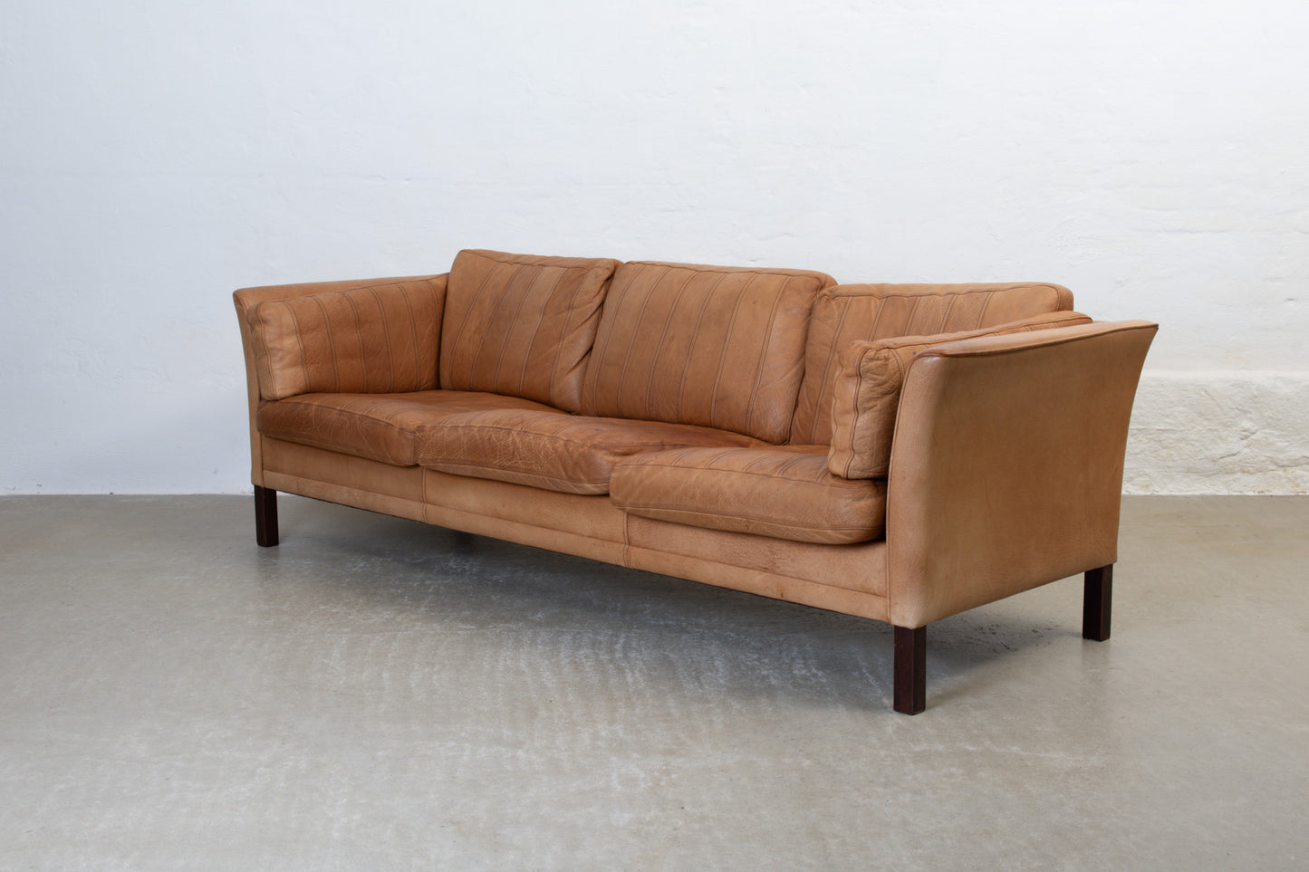 1970s tan leather three seater