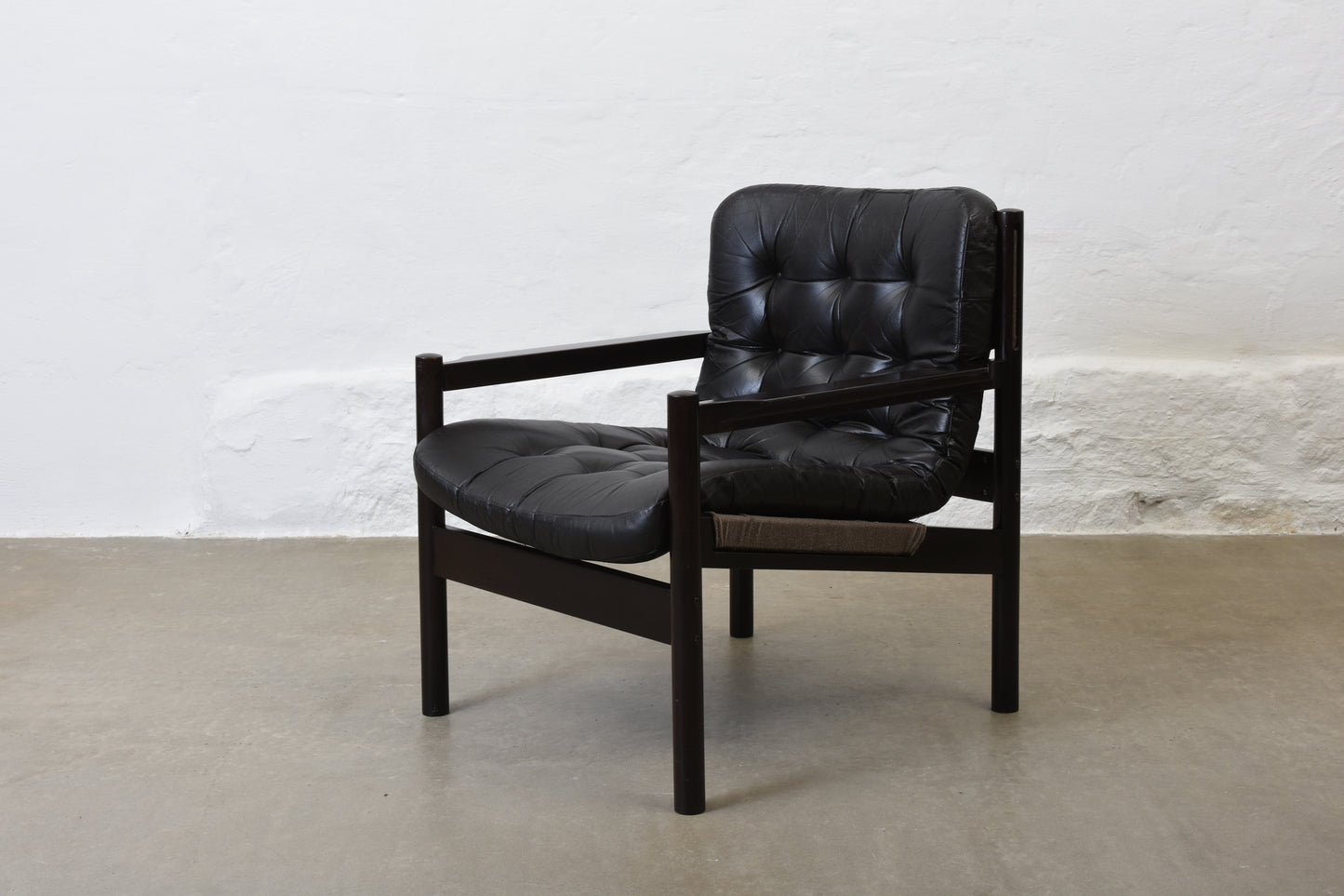 1970s Swedish beech + vinyl lounge chair