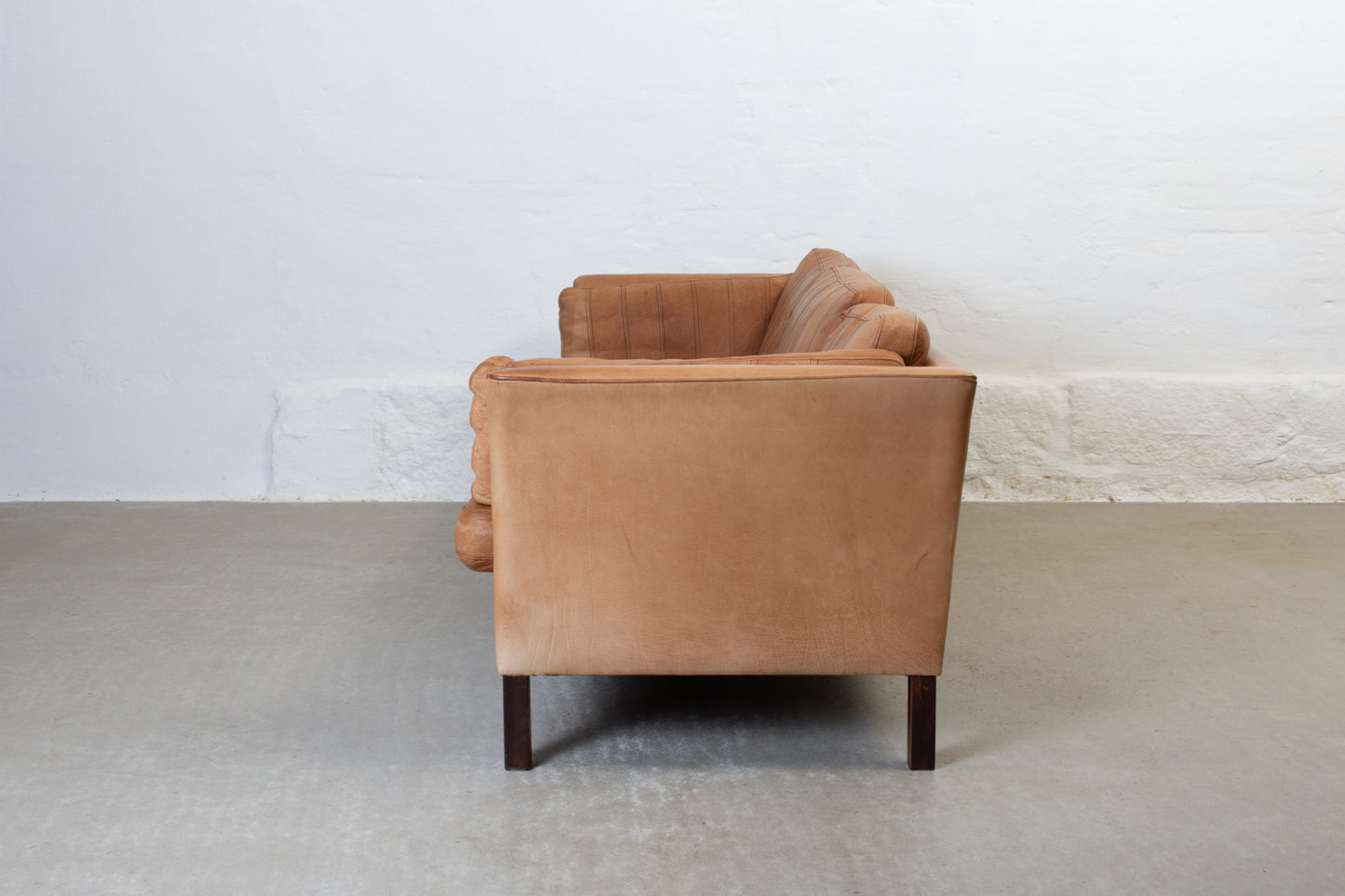 1970s tan leather three seater