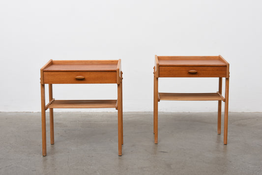 1960s teak + oak bedside tables