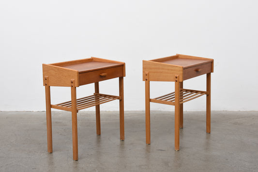 1960s teak + oak bedside tables