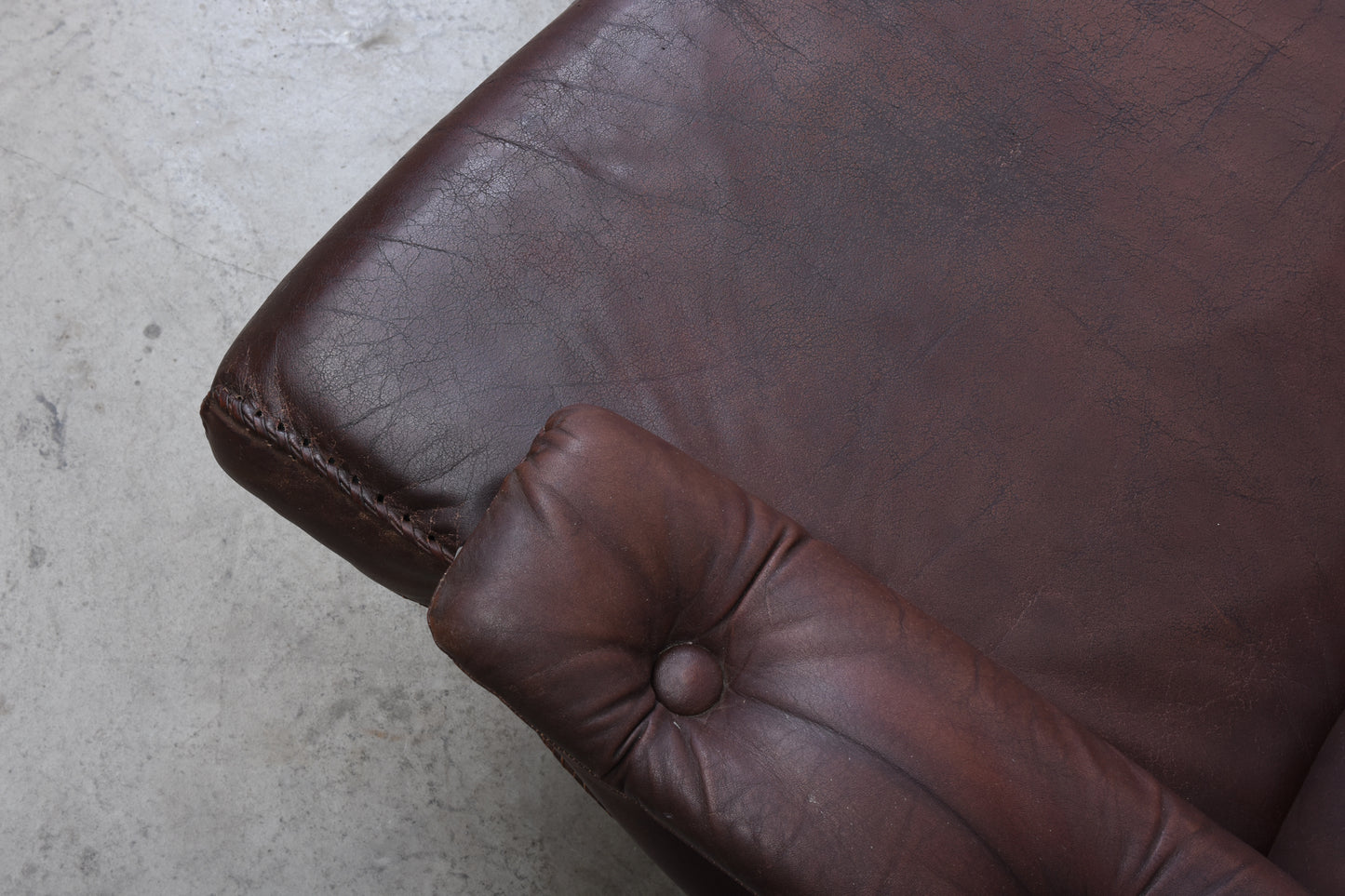 1960s leather + steel three seater by Arne Norell