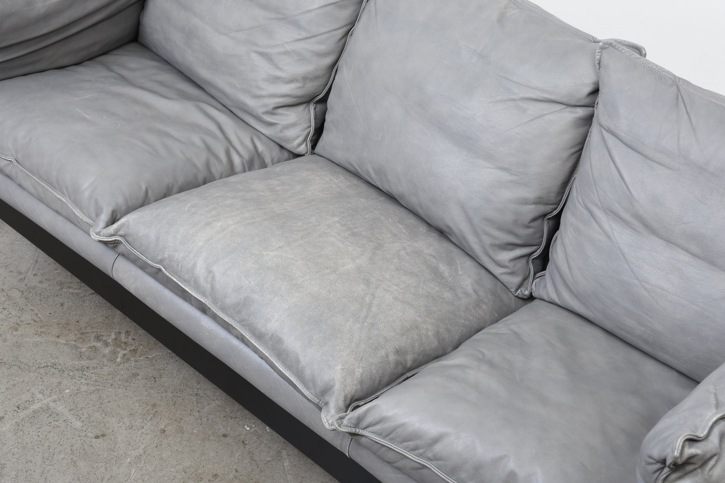 1980s grey leather three seater