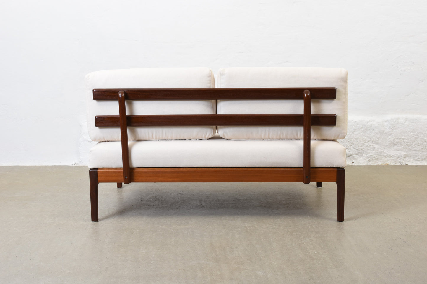 Newly reupholstered: 1960s Norwegian day bed in teak