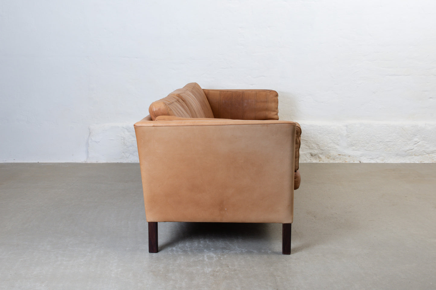 1970s tan leather three seater