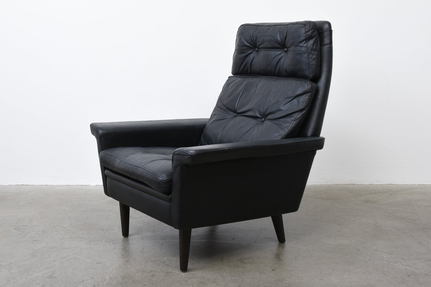 1960s high back leather lounger