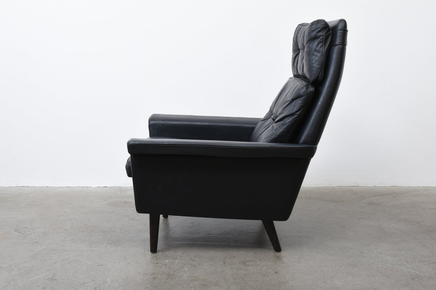 1960s high back leather lounger