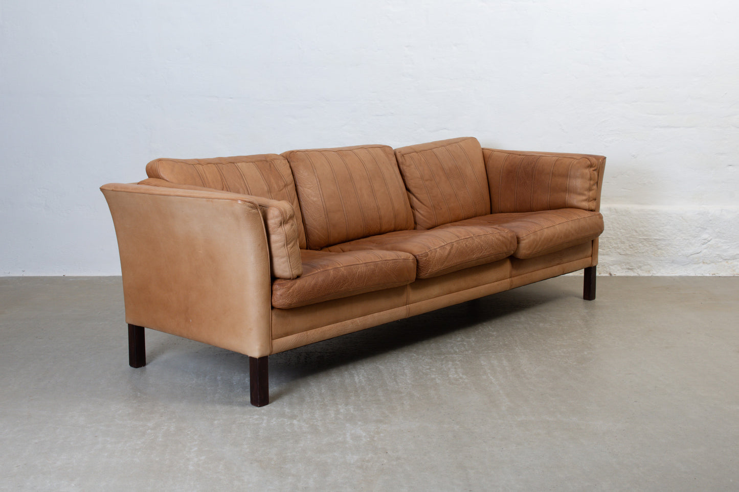 1970s tan leather three seater