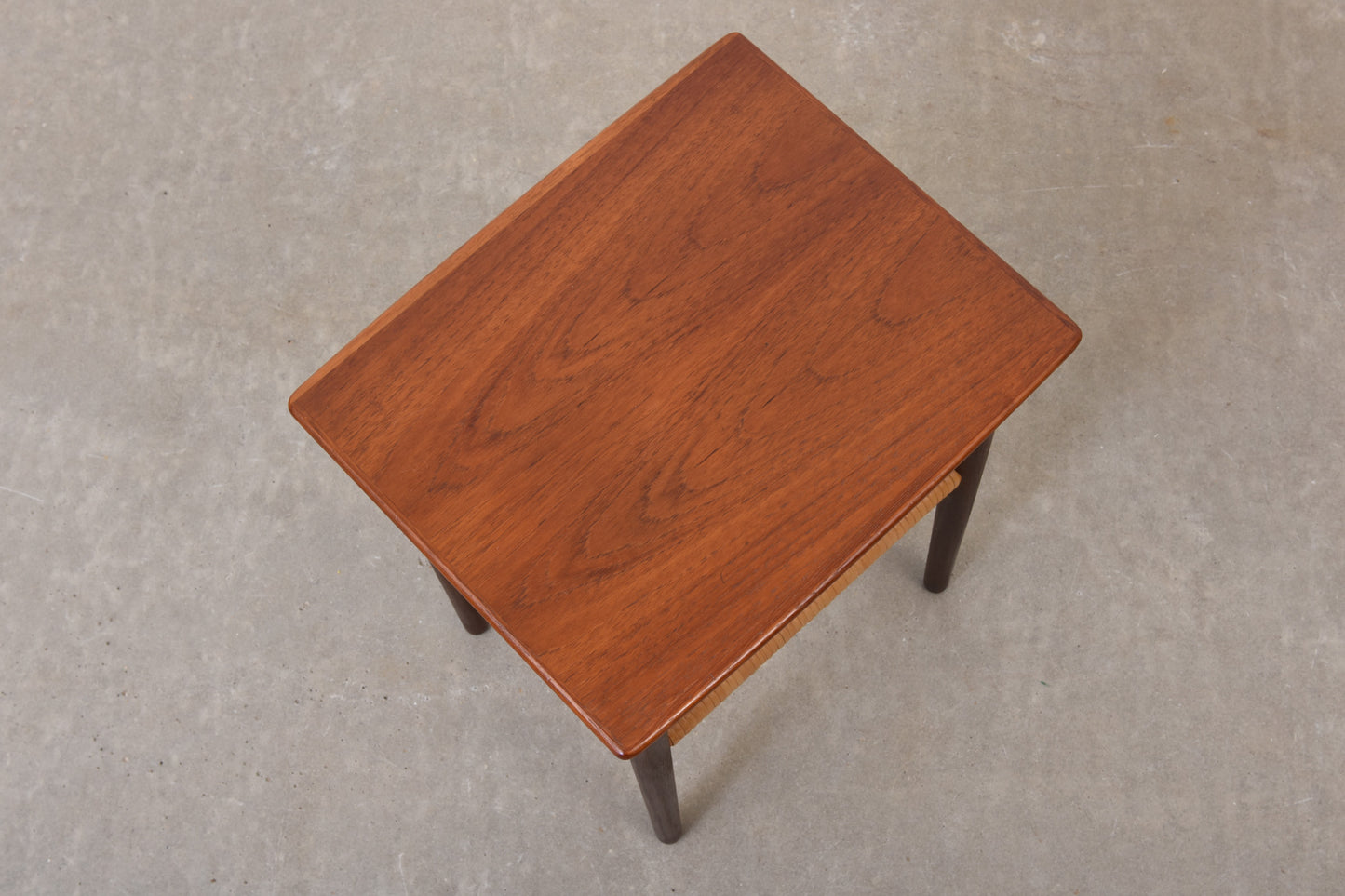 1960s teak + cane side table
