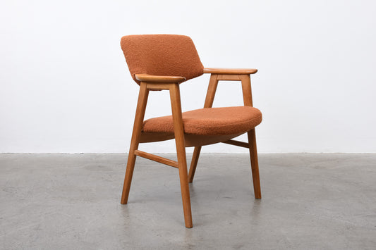 Newly upholstered: 1960s oak + bouclé armchair by Erik Kirkegaard