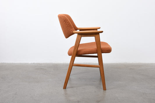 Newly upholstered: 1960s oak + bouclé armchair by Erik Kirkegaard