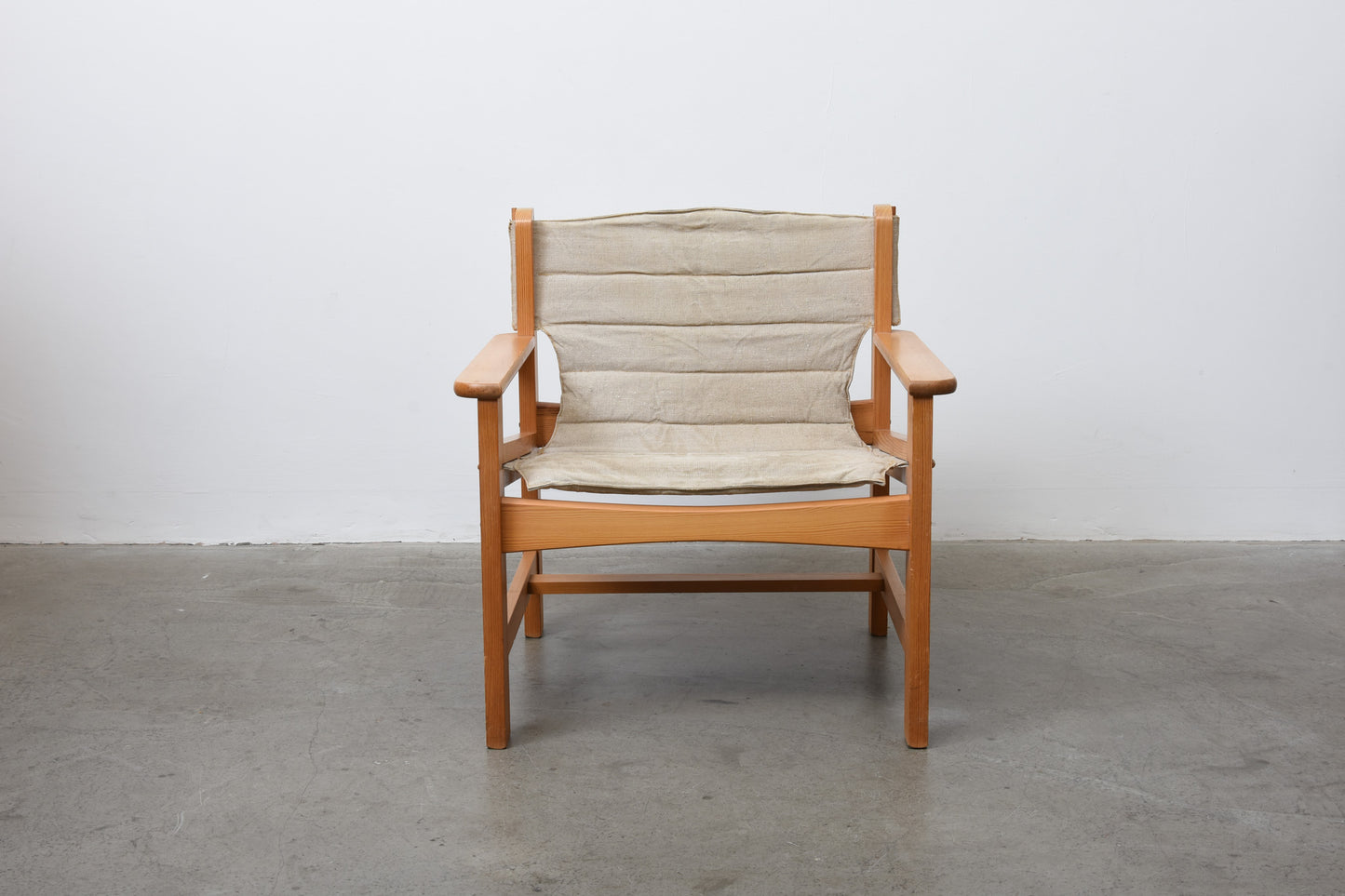 1970s pine + canvas lounger