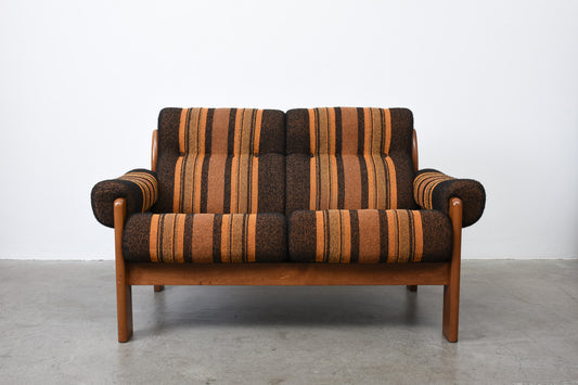 1970s Swedish two seat sofa in beech + wool