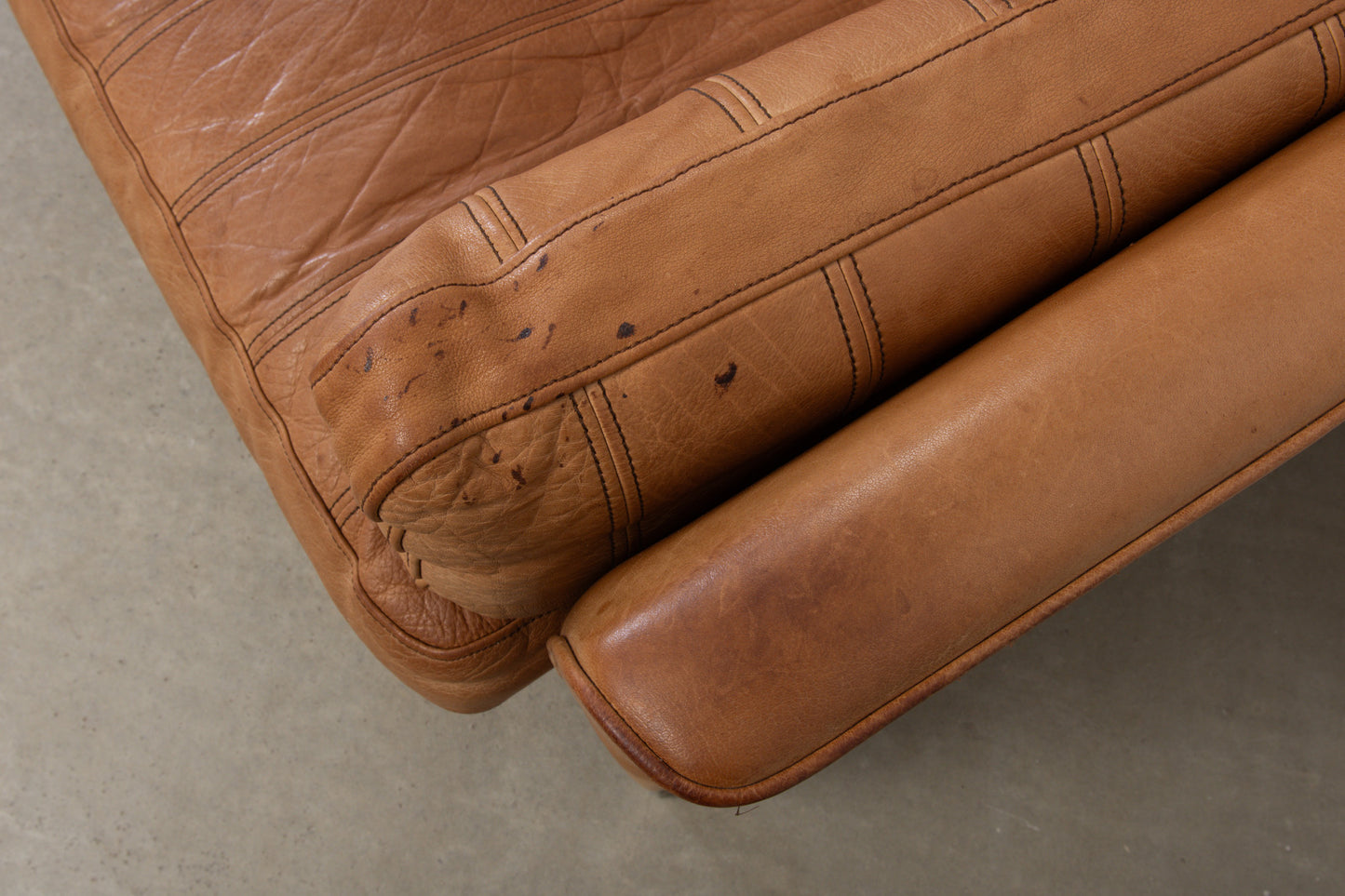 1970s tan leather three seater