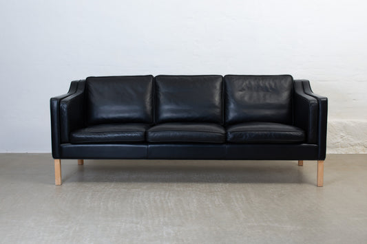 1990s Danish three seater in black leather no. 2