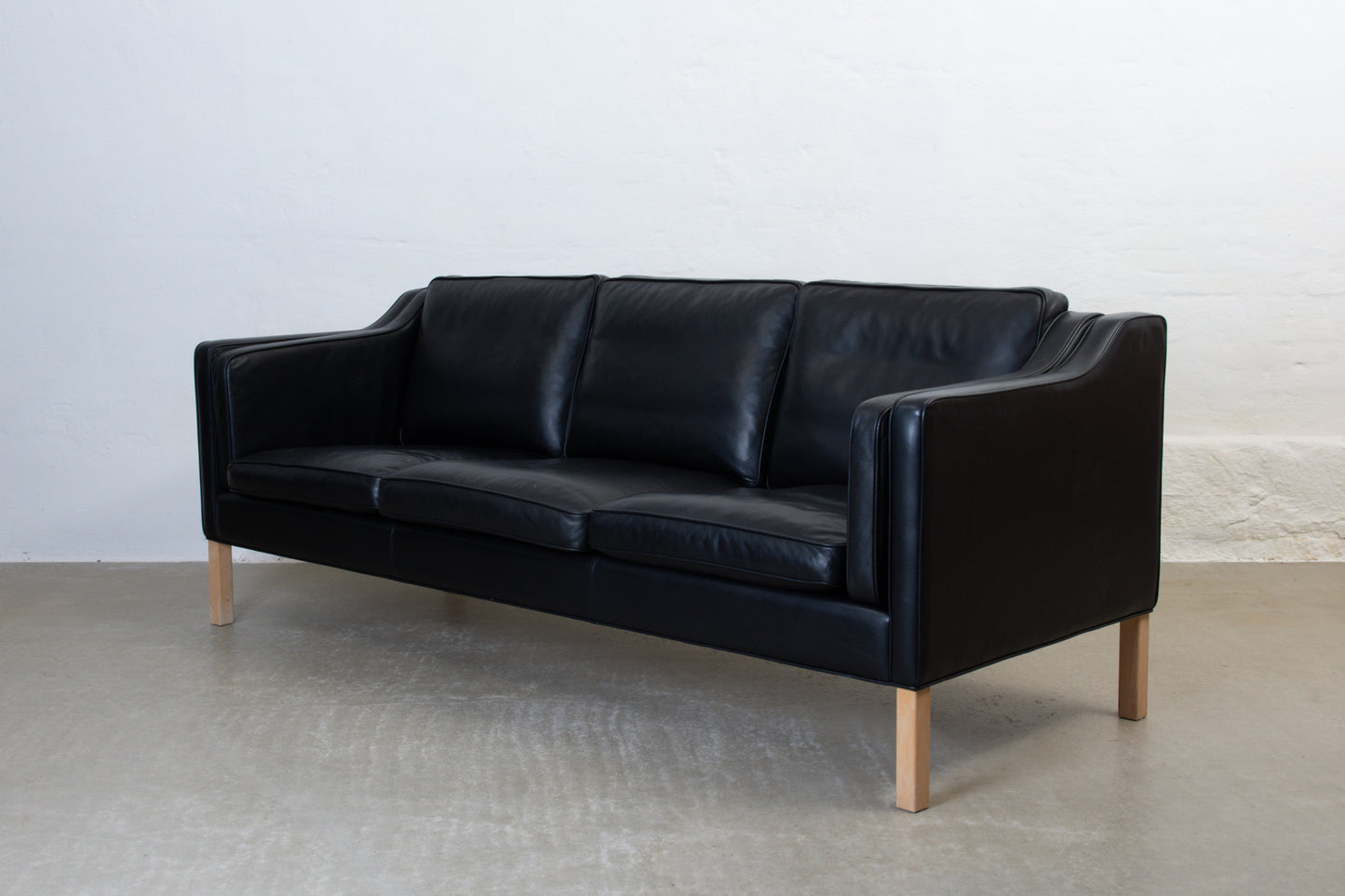 1990s Danish three seater in black leather no. 2