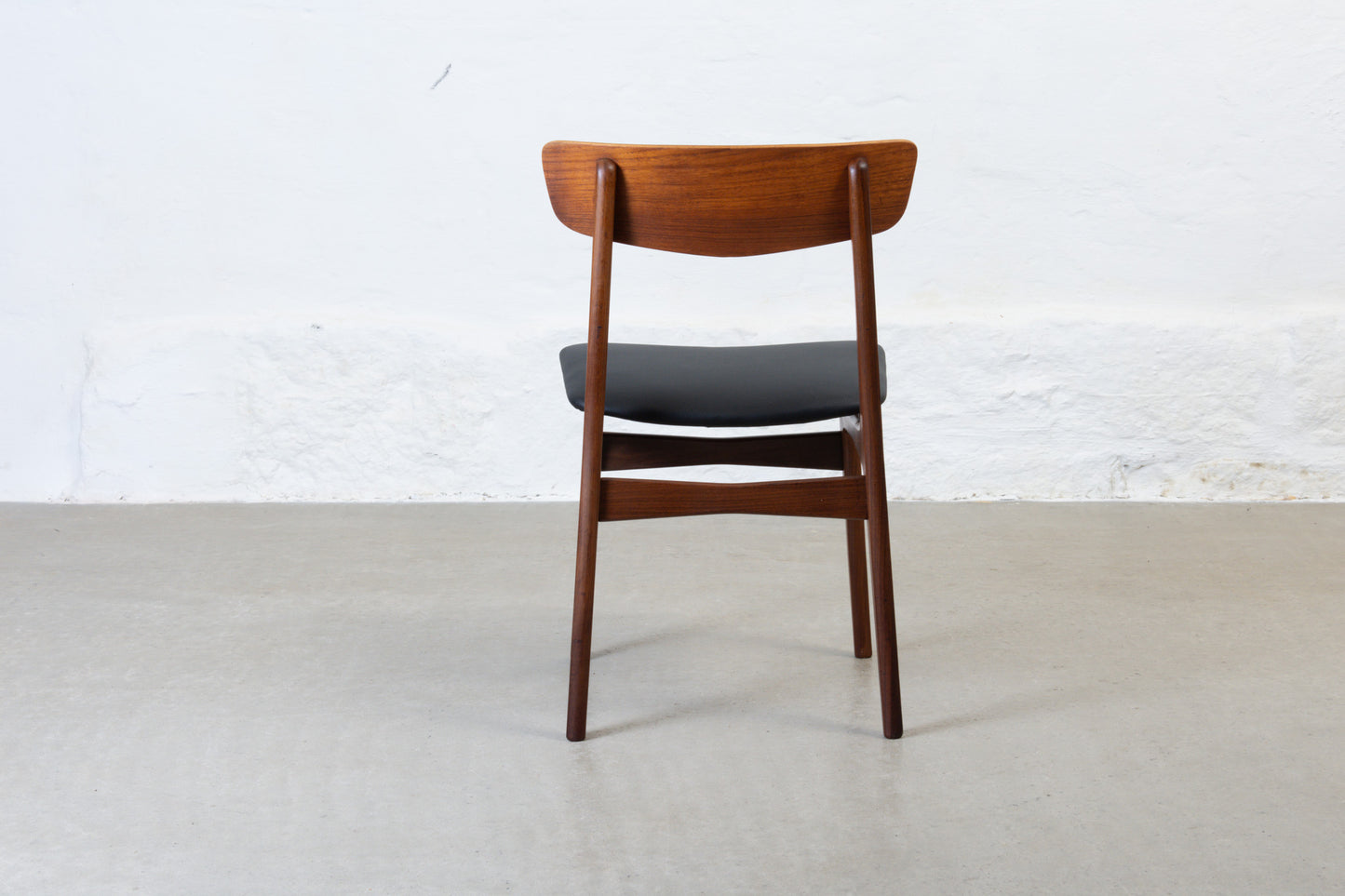 Newly reupholstered: 1960s set of four teak dining chairs