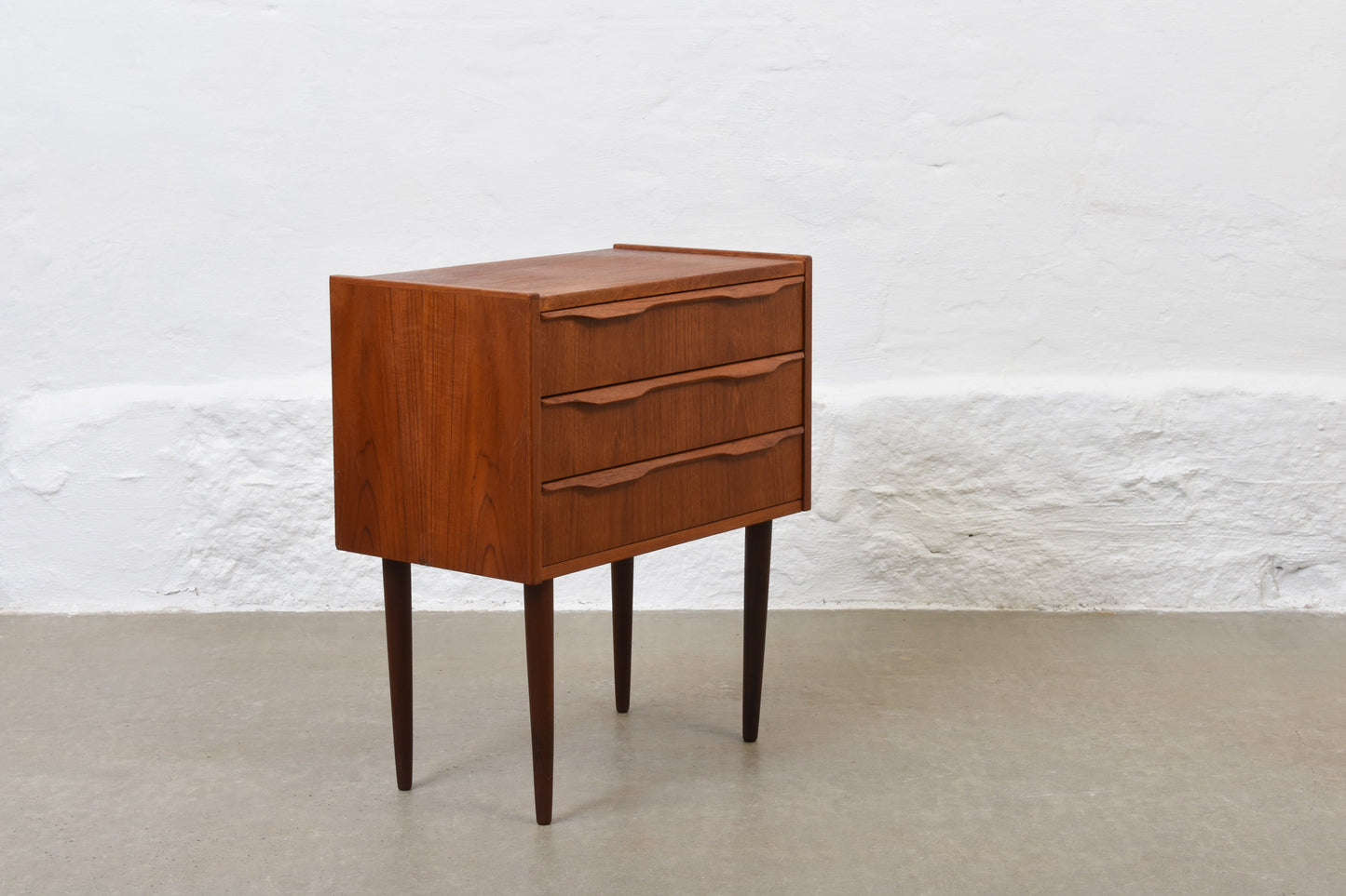 1960s low teak chest with lipped handles no. 2