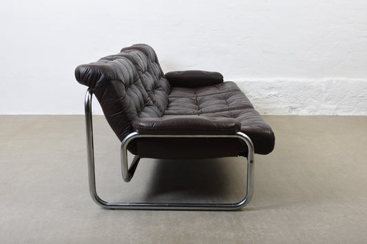 1970s leather + metal three seater by John Bertil Häggström