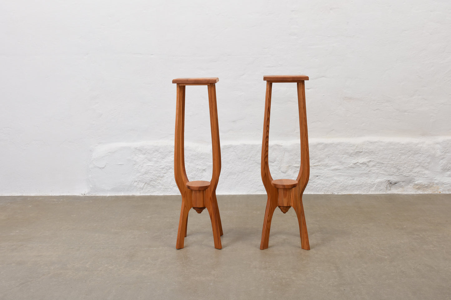 Two available: 1970s pine plant pedestals