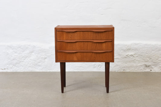 1960s low teak chest with lipped handles