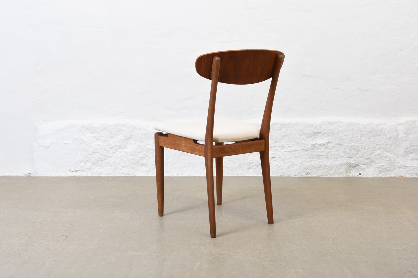 Set of four 1950s teak + oak chairs by Slagelse Møbelværk
