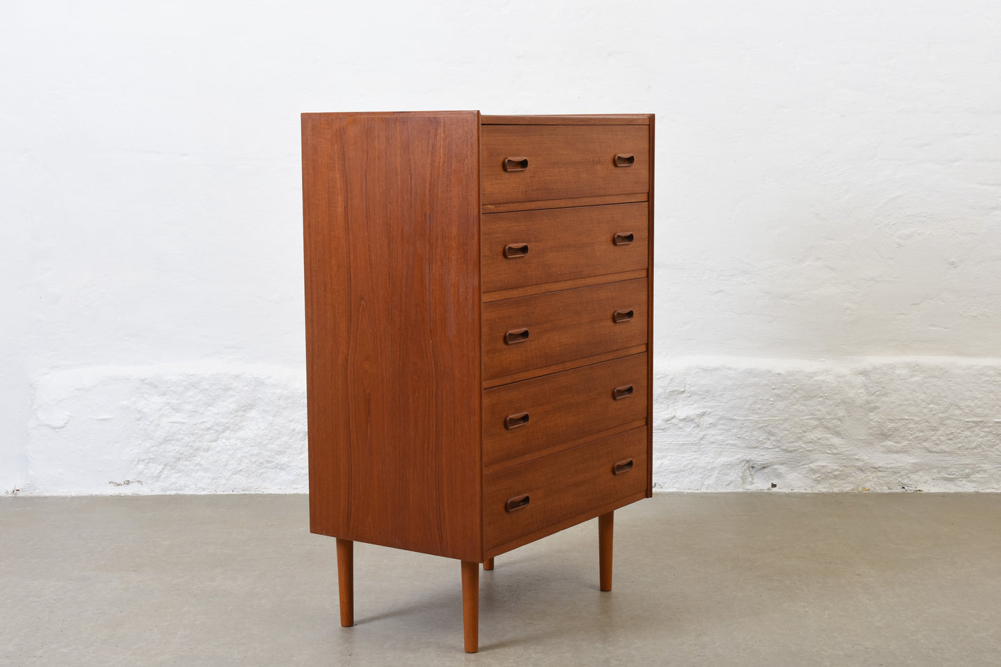 1960s teak chest with inset handles