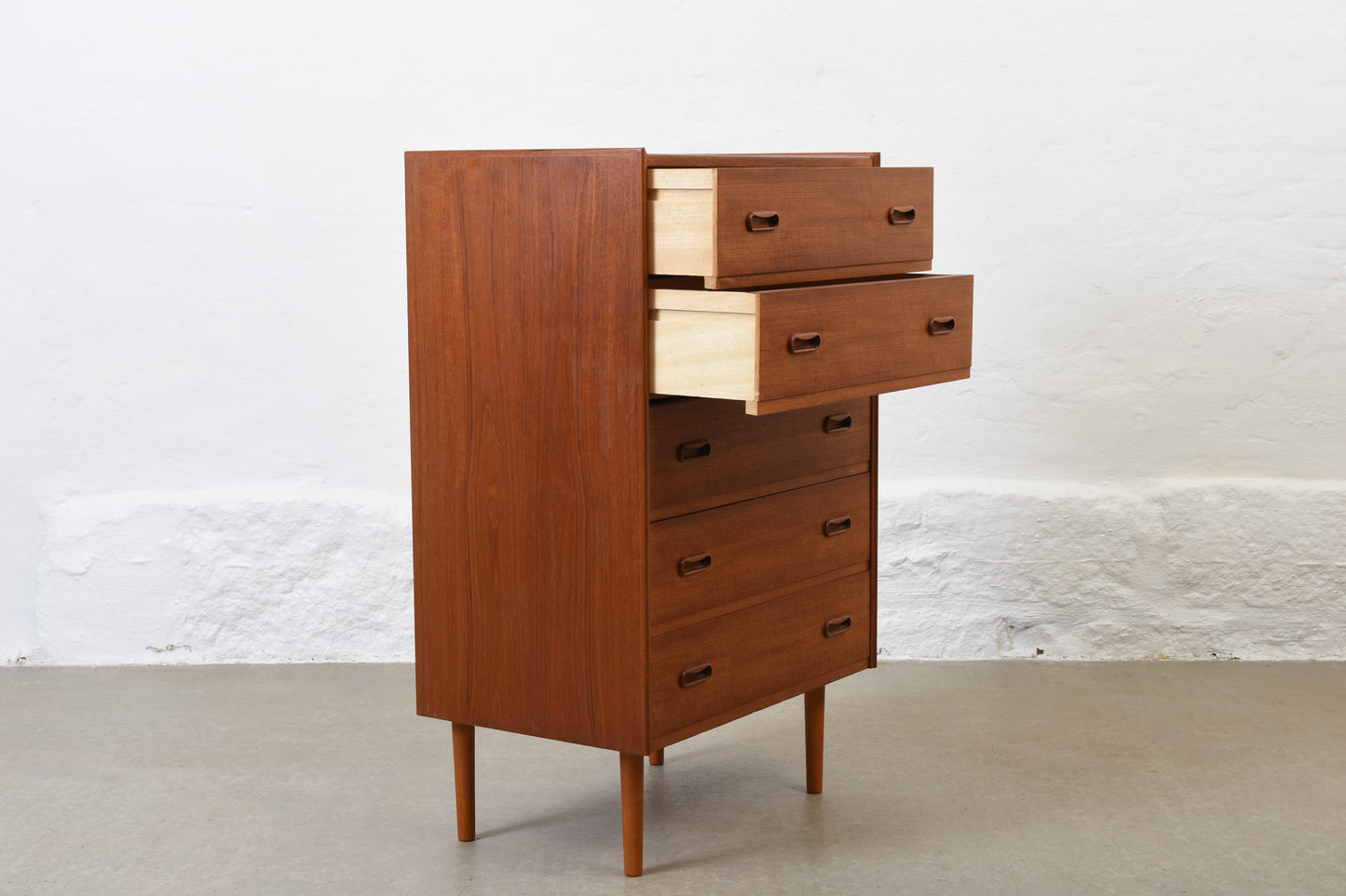 1960s teak chest with inset handles