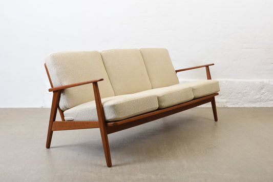Newly reupholstered: 1950s 'Esbjerg' sofa in teak + oak