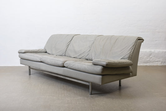 1980s grey leather sofa by Dux