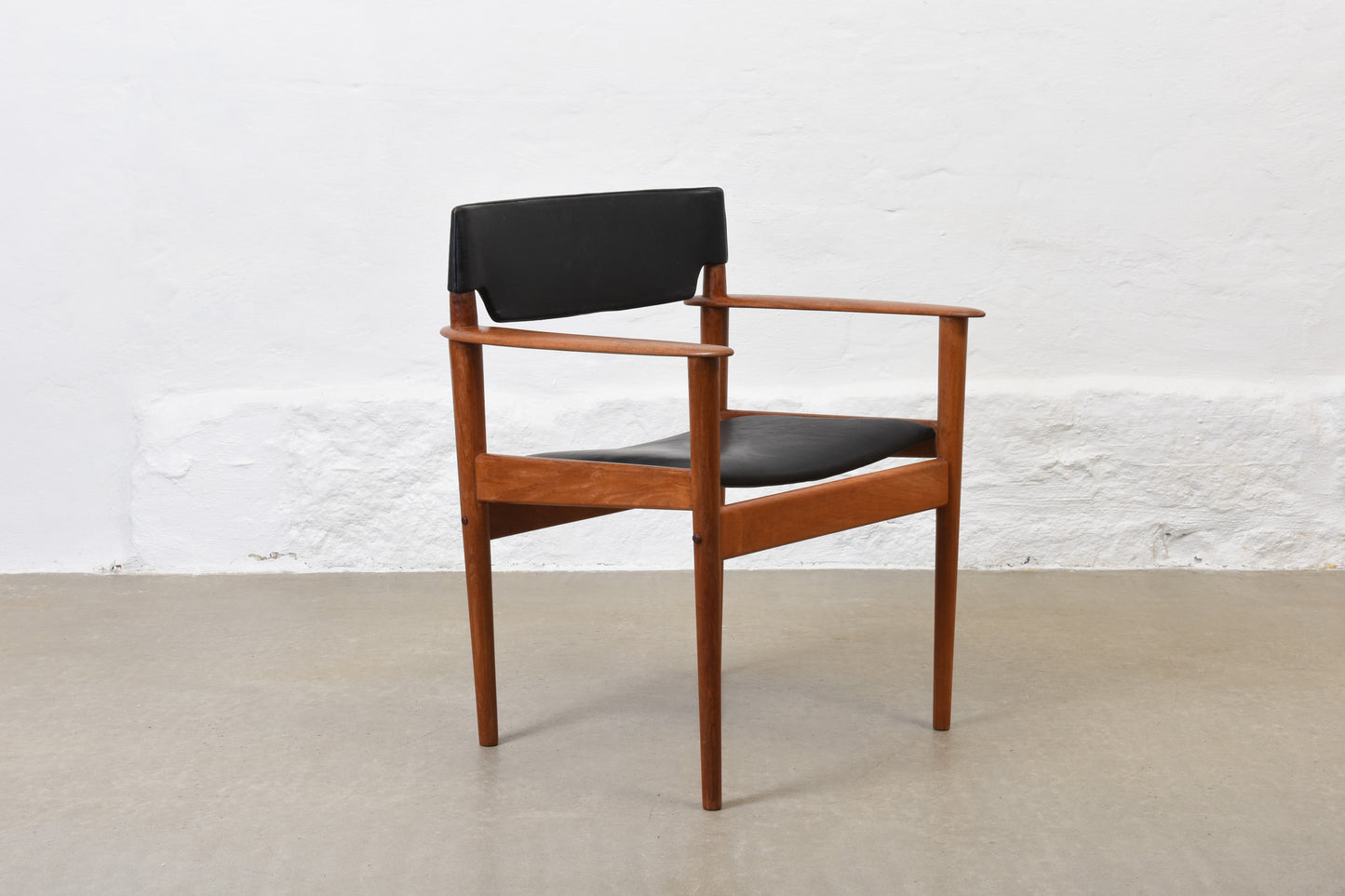 1950s teak + leather armchair by Grete Jalk