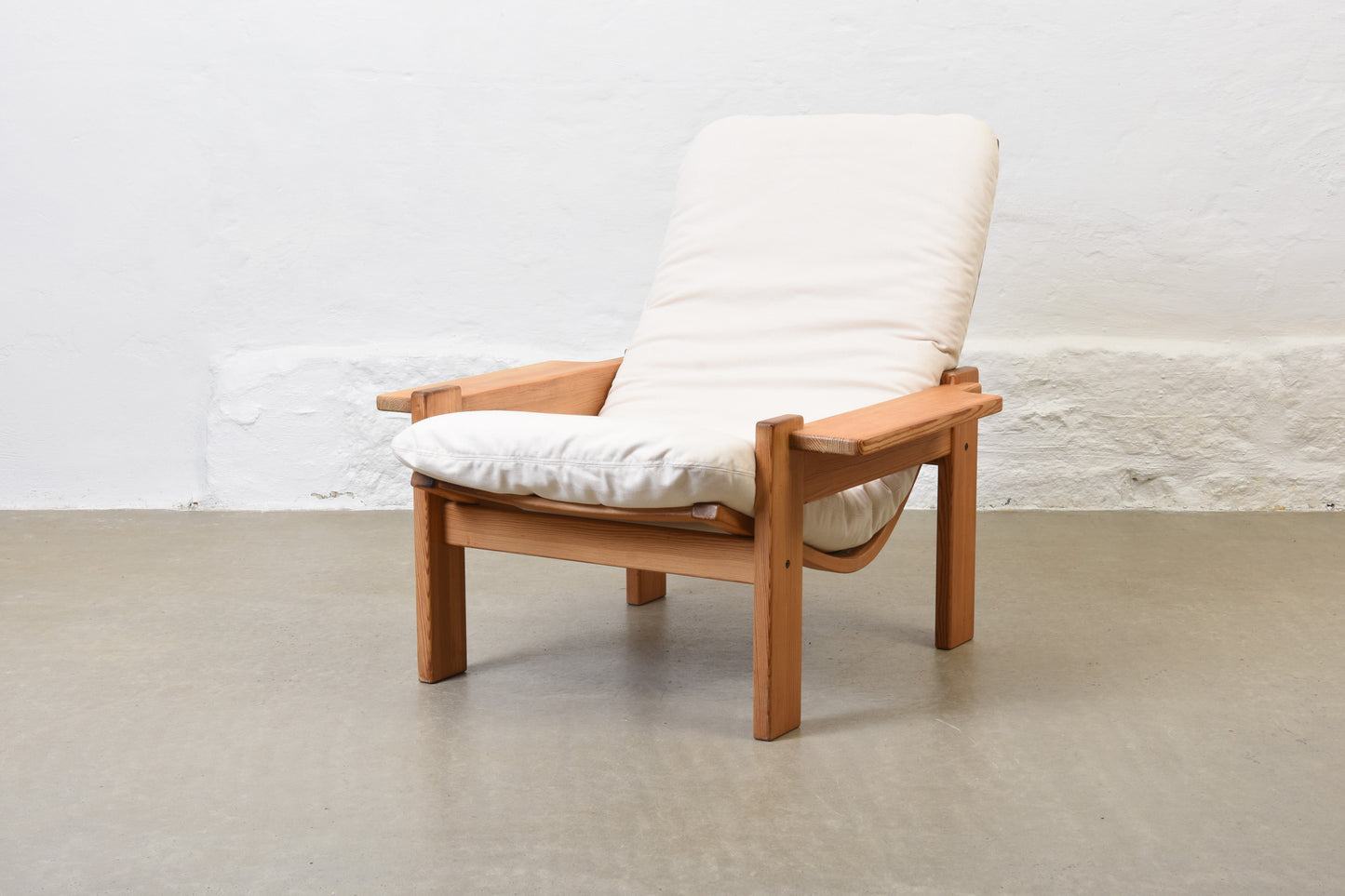 Two available: 1970s pine loungers by Yngve Ekström