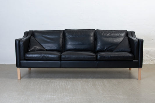 1990s Danish three seater in black leather no. 1