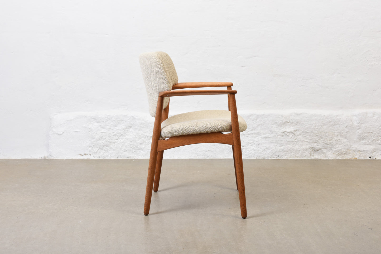 Newly reupholstered: 1960s oak armchair by Aksel Bender Madsen